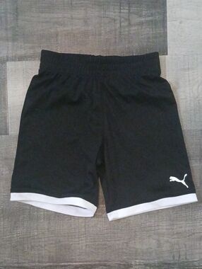 Puma Black Kids Athletic Shorts with White Trim